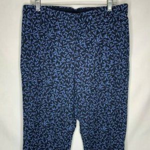 J jill Pull on Ponte Ankle Pants blue Floral Print